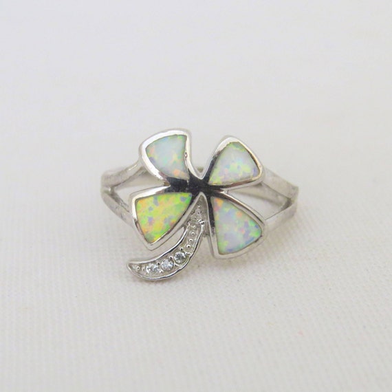 Vintage Sterling Silver Fire Opal & White Topaz P… - image 1