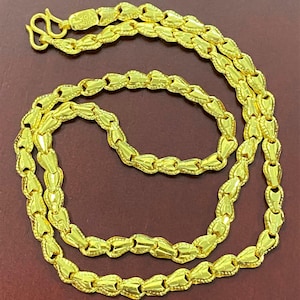 Vintage 24K 980 Pure Gold Heart Link Chain Necklace 19&#39;&#39;