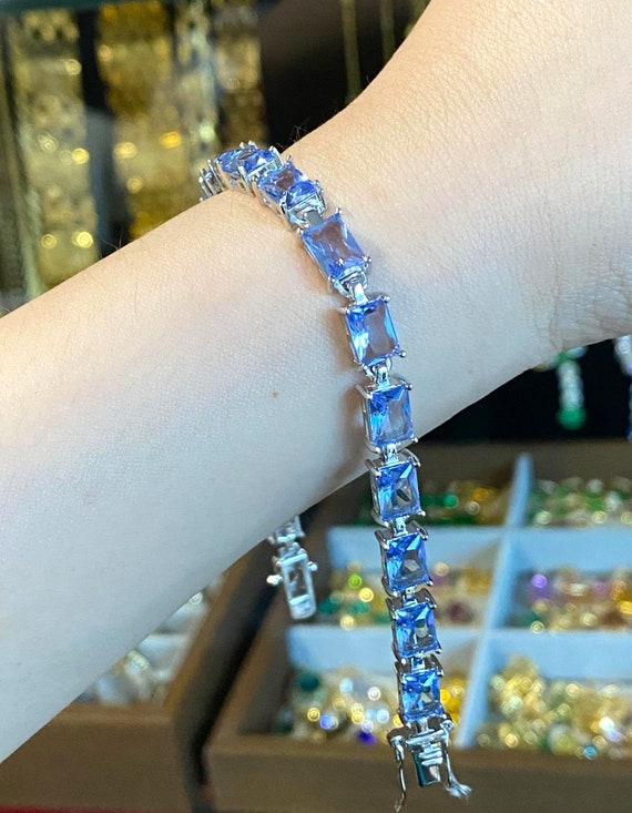 Vintage Sterling Silver Rectangular Tanzanite Lin… - image 8