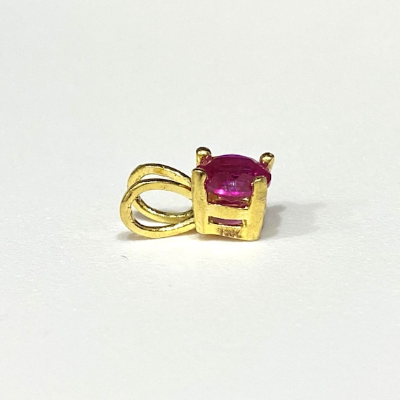 Vintage 18K Solid Gold Round cut Ruby Tiny Pendan… - image 3