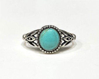 Vintage Sterling Silver Turquoise Ring Size 6