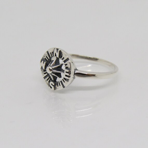 Vintage Sterling Silver Compass Ring Size 7 - image 3