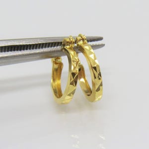 Vintage 18K Solid Yellow Gold Small Baby Girls Hoops Earrings 15MM