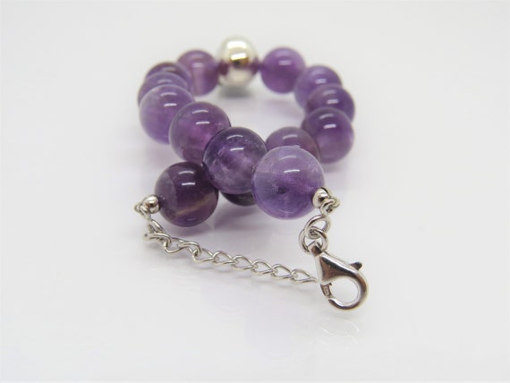 Vintage Sterling Silver Natural Amethyst Bead Sku… - image 3