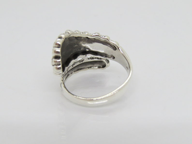 Vintage Sterling Silver Carved Spoon Ring Size 7