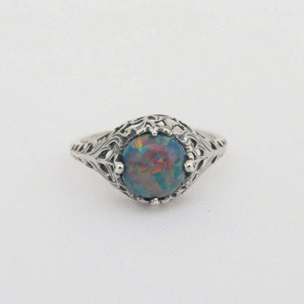 Black Opal Ring - Etsy