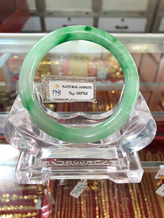 Translucent Natural Green, White Jadeite Jade Vin… - image 4