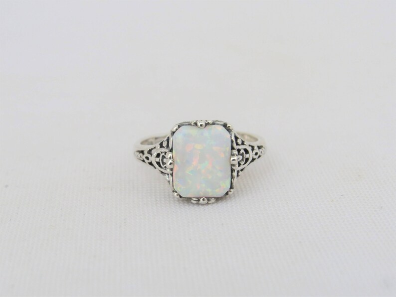 Vintage Sterling Silver White Opal Filigree Ring Size 7 | Etsy