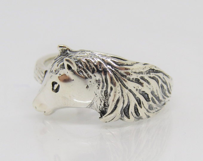Vintage Sterling Silver Horse Ring Size 8