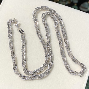 Vintage 18K 750 Solid White Gold Twist Link Chain Necklace 17 1/2&#39;&#39;