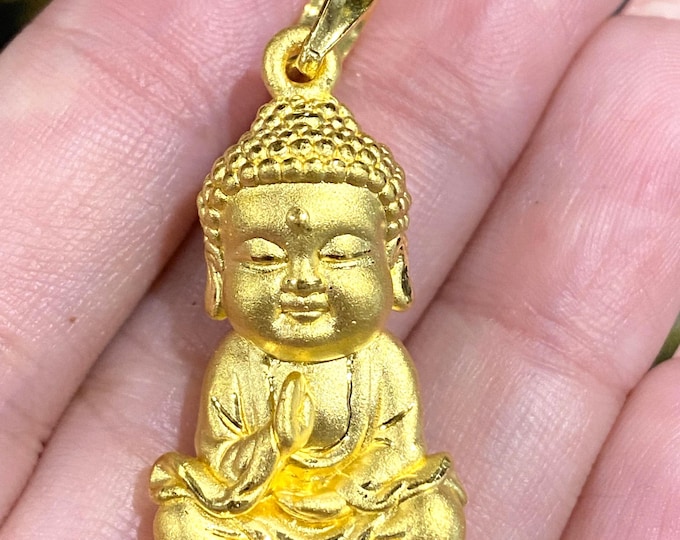 Vintage 24K 9999 Pure Gold Buddha Pendant.