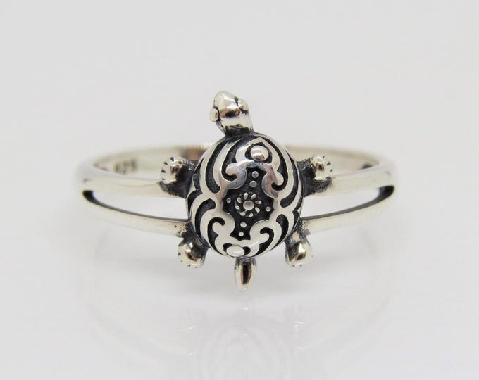 Vintage Sterling Silver Turtle Ring Size 7