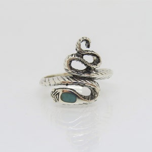 Vintage Sterling Silver Turquoise Snake Ring Size 9