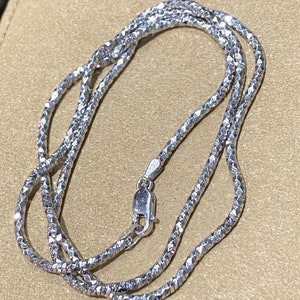 Vintage 18K 750 White Gold Snake Link Chain Necklace 18&#39;&#39;