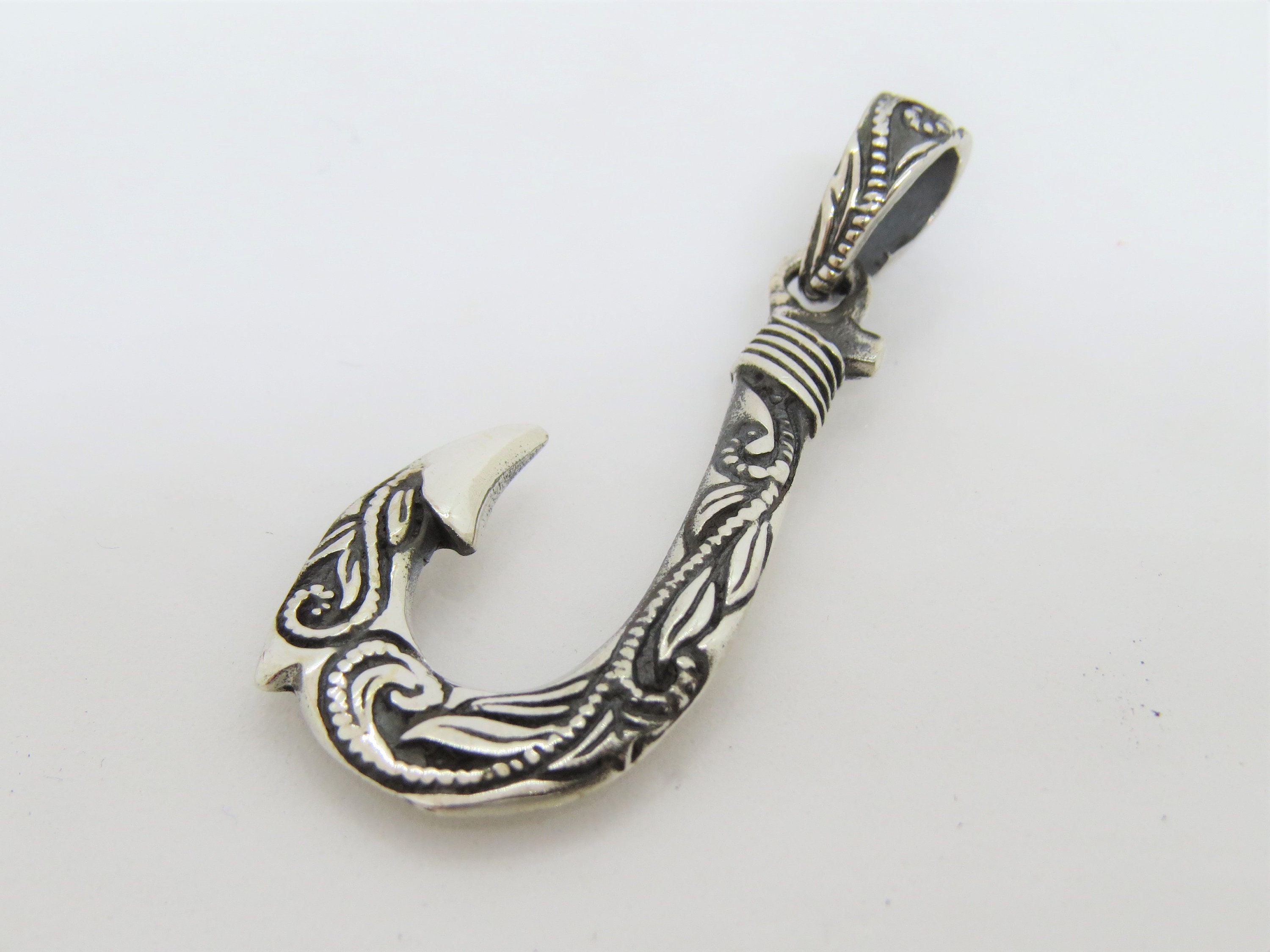 Fish Hook Pendant .925 Sterling Silver