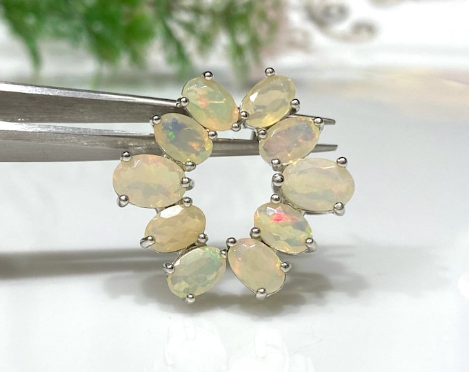 Vintage Sterling Silver Oval cut Natural Fire Opal Earrings.