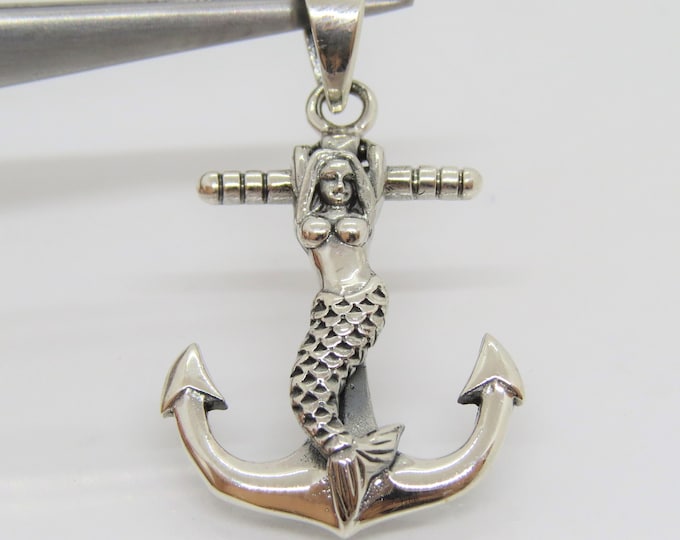 Sterling Silver Mermaid Anchor Pendant