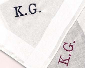 2 x handkerchief,white,embroiderd,name,mono,date