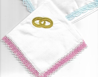 1 handkerchief lace embroiderd rings 25 cm
