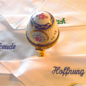 2 x porcelain eggs embroidered handkerchief image 4