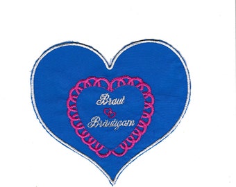 Patch individually embroidered heart, hearts, wedding