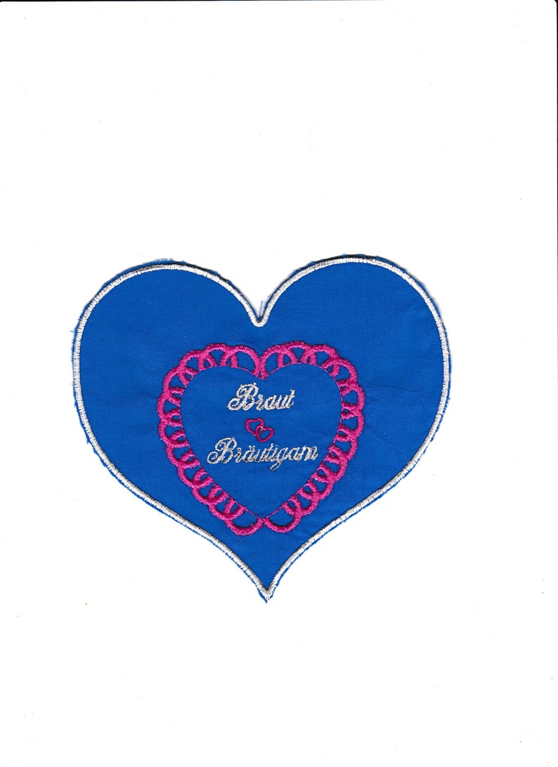 Patch individually embroidered heart, hearts, wedding image 1