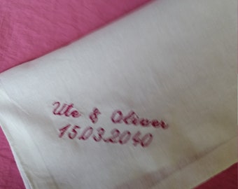 3 handkerchiefs 100% cotton embroiderd name