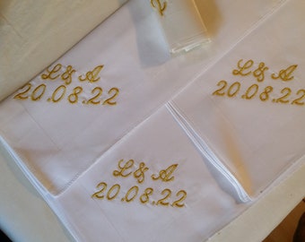 4 x handkerchief embroidered with