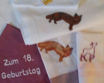 Taschentuch Fuchs und mehr gestickt