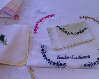 2 x handkerchief floral tendril name, date hearts