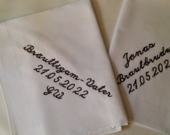 2 x handkerchief embroidered with name, date,