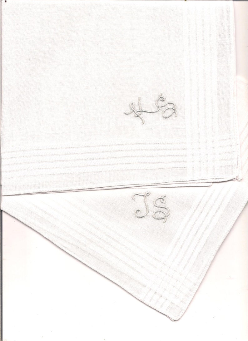 2 x Taschentuch Monogramm Embrodery Bild 3