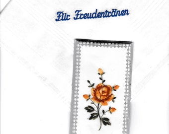 1 x Taschentuch Blume, Name,Stickerei