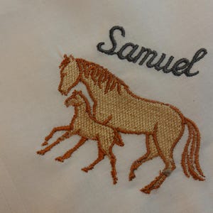 2x lenço motivo cavalos bordados nome bordado animais, raposa, guaxinim