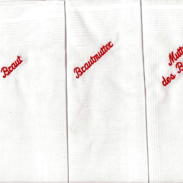 3 x handkerchief 30 cm ,embroiderd