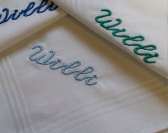 4 x handkerchief name embroiderd