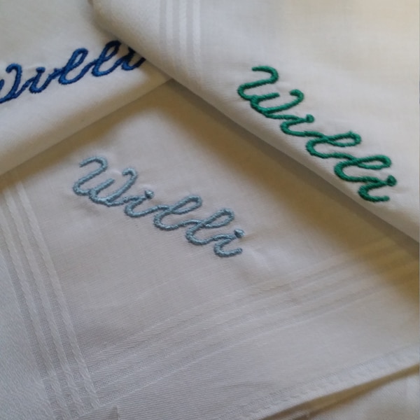 4 x handkerchief name embroiderd