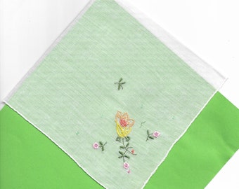 1 Taschentuch handgestickte Blume und Name oder