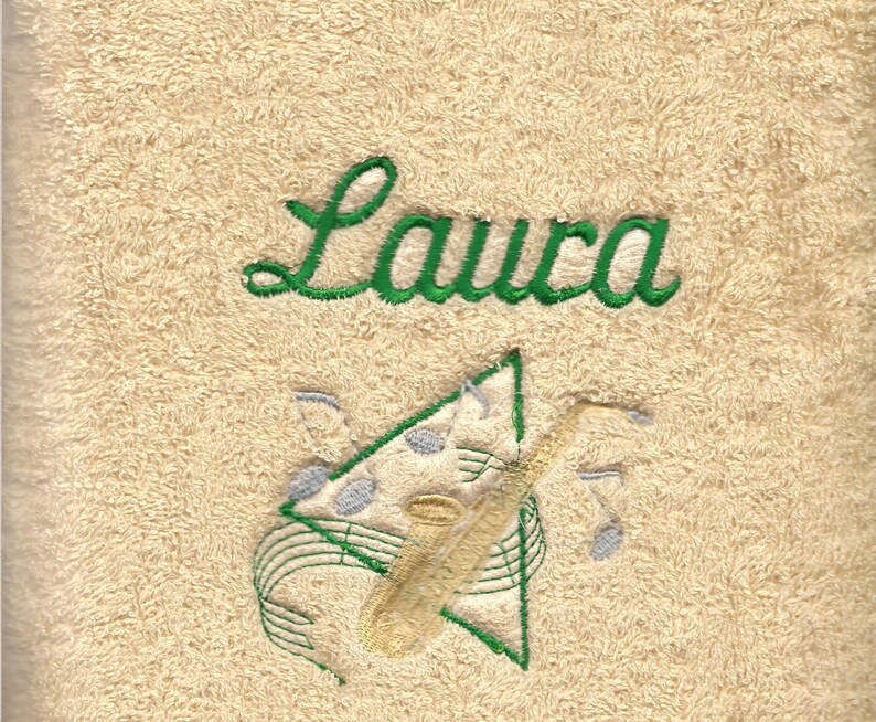 Towel,Musik,clarinet,note,embroiderd,name image 2