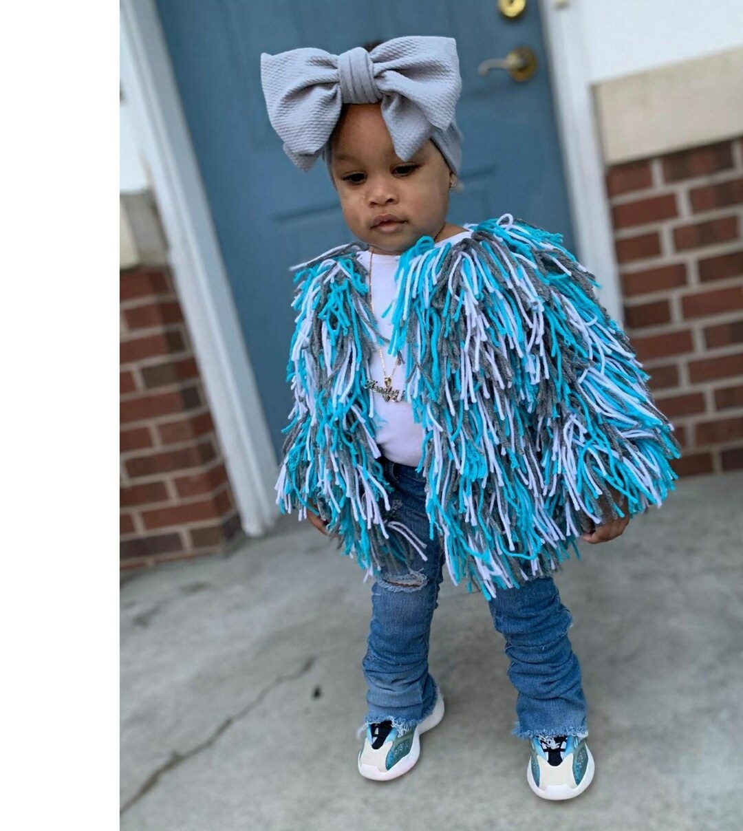 Baby Kids Crochet Shaggy Jacket Etsy