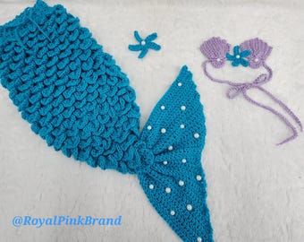 Crochet Mermaid Outfit - Newborn Photography | Halloween | Baby Mermaid | Blue Tail | aqua costume