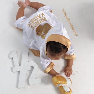 Baby Boxer Outfit Complete Set. Personalized Newborn Boxing Gloves, Boxing Robe, Boxing Shorts, Boxing Trunks