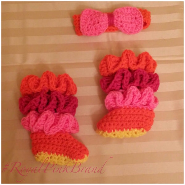 Baby Ruffled booties newborn slippers baby shoes crib slippers high top shoes