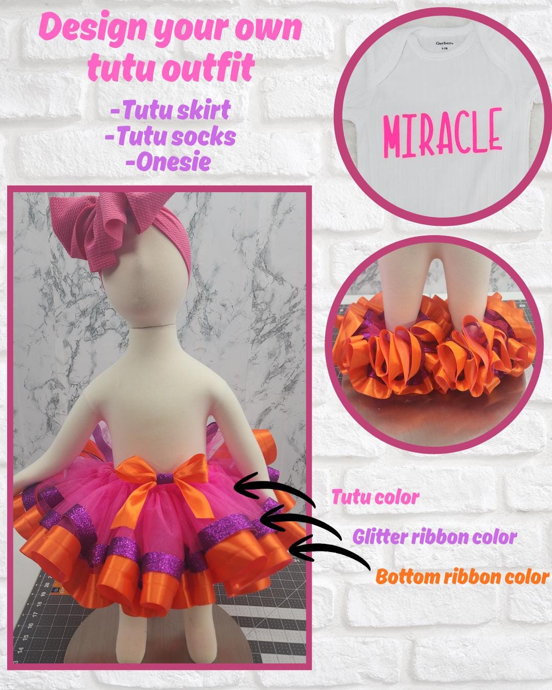 Custom Tutu Outfit - Skirt, Socks, Onesie Design Your Own Fairytale Princess Costume