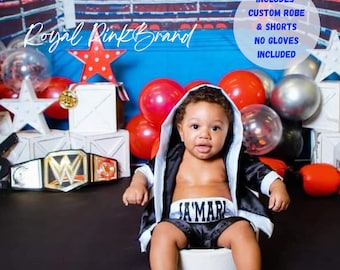 Boxing Set - no gloves, monogram robe, hooded robe, toddler boxing outfit, baby boxer, personalized boxing robe, embroidered boxing set