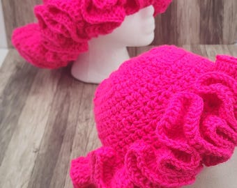 Crochet Ruffle Bucket Hat