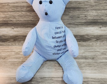 Custom Keepsake Memory Bear: Made from Loved One's Clothing