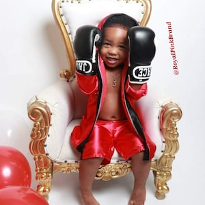 Baby Boxer Outfit with Wearable Custom Gloves, Jacket, and Shorts - custom made boxing robe, hooded robe, monogrammed gift, boxing trunks,