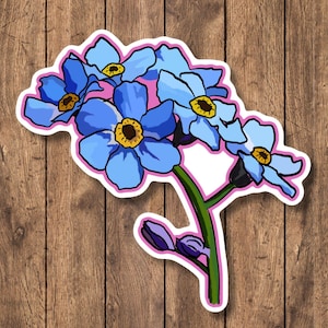Forget Me Not Flower Sticker - Waterproof Outdoor Use, UV-resistant Decal