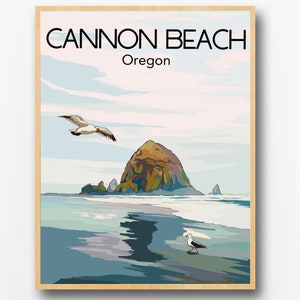 Cannon Beach Haystack Rock Poster | Oregon Beach  – Fine Art Print of Oregon Coast Near Ecola State Park | Pacific Northwest Decor